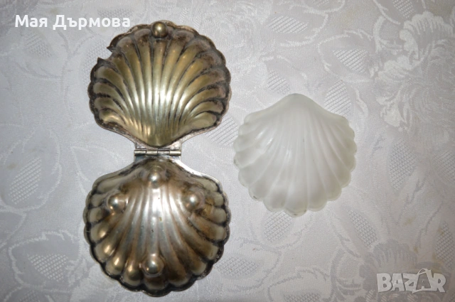 метална-стъклена старинна форма за черен хаивер, снимка 5 - Антикварни и старинни предмети - 53796120