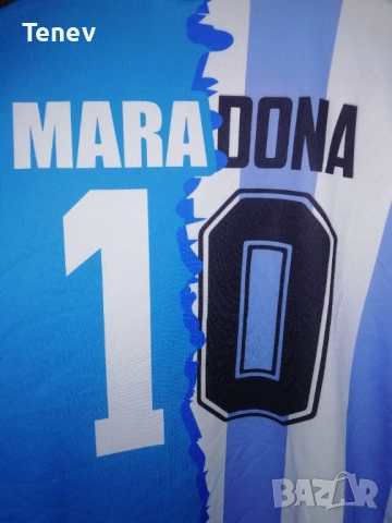 Maradona Napoli Argentina автограф подпис тениска фланелка Наполи Аржентина Марадона размер L футбол, снимка 3 - Тениски - 52852342
