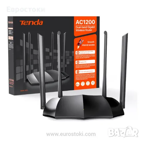 Рутер Tenda AC8 AC1200, безжичен WiFi рутер, двулентов 5GHz/2.4GHz, снимка 1 - Други - 48241012