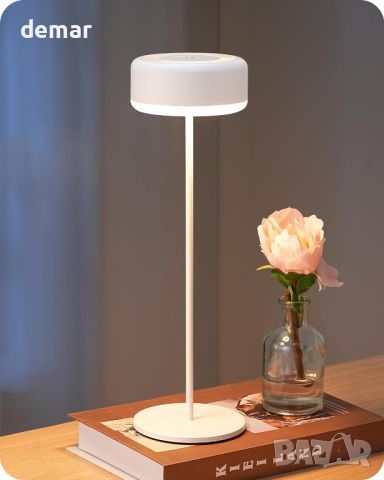 EDISHINE Настолна лампа LED акумулаторна сензорна 2 цветни режима външна преносима - бяла, черна, снимка 2 - Настолни лампи - 45652164