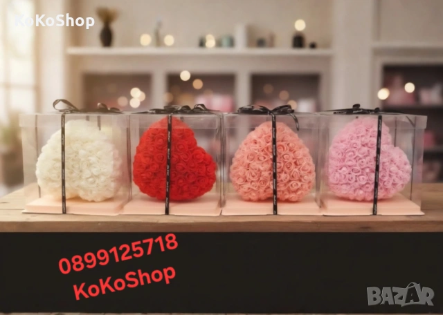 Сърце от рози в луксозна кутия с панделка– романтичен подарък