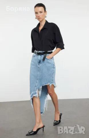 Trendyol нова с етикет асиметрична дънкова пола, снимка 2 - Поли - 49062945