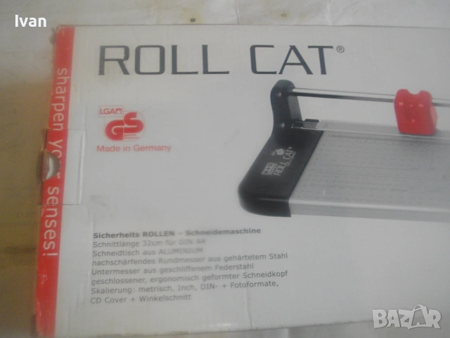 НОВ Немски оригинален РОЛКОВ НОЖ ЗА РЯЗАНЕ НА ХАРТИЯ до 32 см А 4 ROLL CAT РЕЗАЧКА ТРИМЕР, снимка 4 - Други инструменти - 54033969