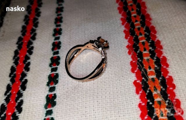 Дамски пръстен с морганит и циркони, снимка 5 - Антикварни и старинни предмети - 46432803