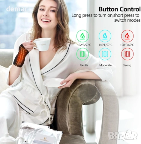 Безжичен масажор за китки с топлина и компресия за облекчаване на болката, 3000mAh, снимка 3 - Масажори - 54025210