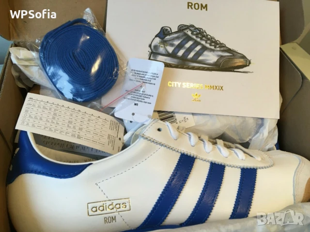 Adidas Originals ROM Leather White Blue Чисто Нови Ест Кожа UK8 / EU42, снимка 2 - Маратонки - 50548879