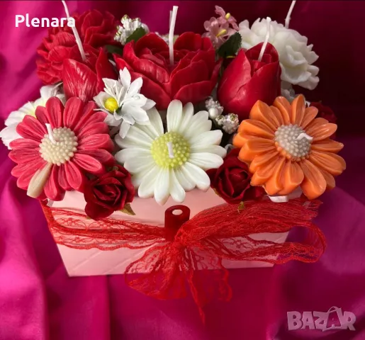 Ръчно изработени букети от соеви свещи, снимка 5 - Декорация - 50027159