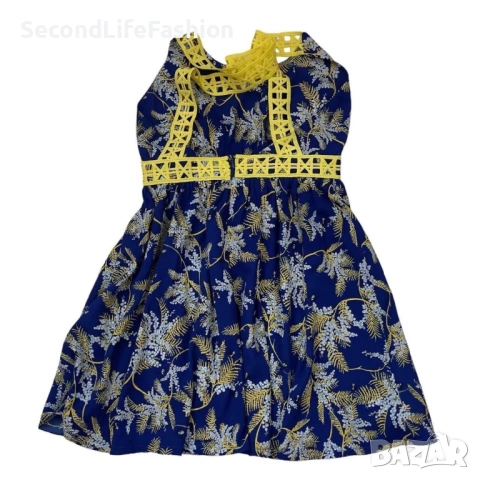 Мини рокля Opullence Charlotte с гол гръб размер S флорален принт с пчели, снимка 2 - Рокли - 53219618