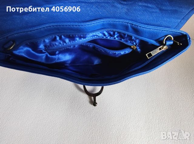 Дамска чанта тип клъч, змийски принт, турско синьо, снимка 4 - Чанти - 46387250