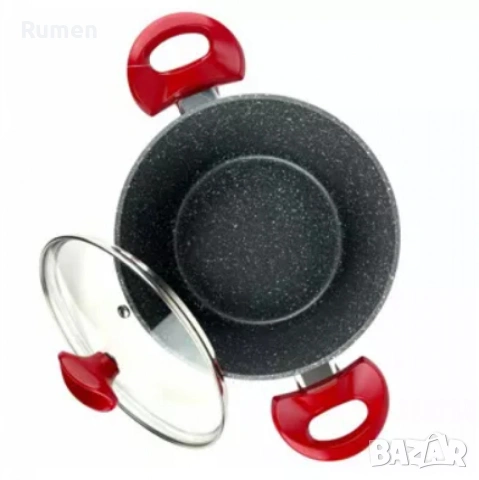 Тенджера Voltz, 3.4л./9.5л., Дълбока, Мраморно покритие, Индукция, Червен , снимка 5 - Съдове за готвене - 53433562