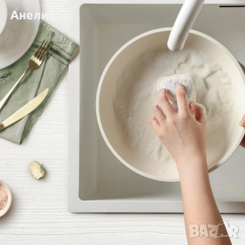 Комплект съдове Goldmann GM-1005 – 5 части с подвижна дръжка, мраморно покритие и индукция, снимка 5 - Съдове за готвене - 53058673