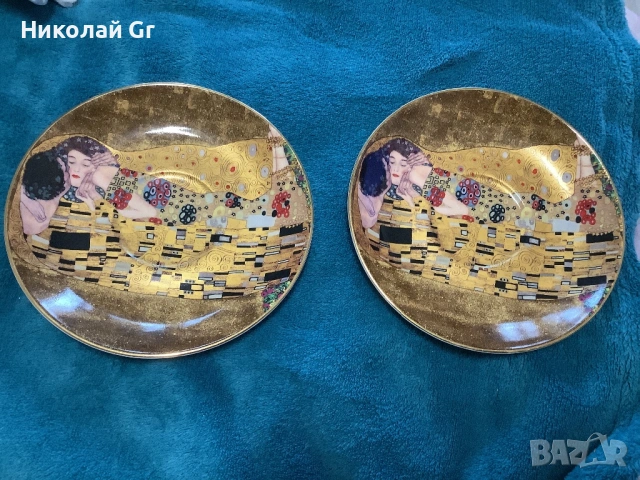 Чаша с чинийка G  Klimt  Ар Нуво  позлатен порцелан  отличен състояние  без следи от употреба  2 бр, снимка 6 - Антикварни и старинни предмети - 53944995
