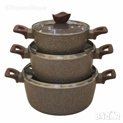 Комплект от 3 алуминиеви тенджери с капак, снимка 4 - Съдове за готвене - 52346391