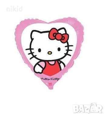 2 вида Hello Kitty Кити сърце фолио фолиев балон хелий и въздух парти рожден ден, снимка 2 - Други - 37606643