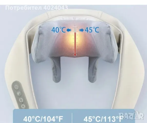 Акумулаторен масажор с топлина за врат,гръб,рамена,крака,за мускулна релаксация, снимка 9 - Масажори - 47942553