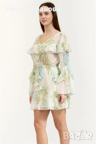 Нова разкошна елегантна  феерична парти коктейлна рокля флорален принт цветя Guess guess , снимка 8 - Рокли - 48223259