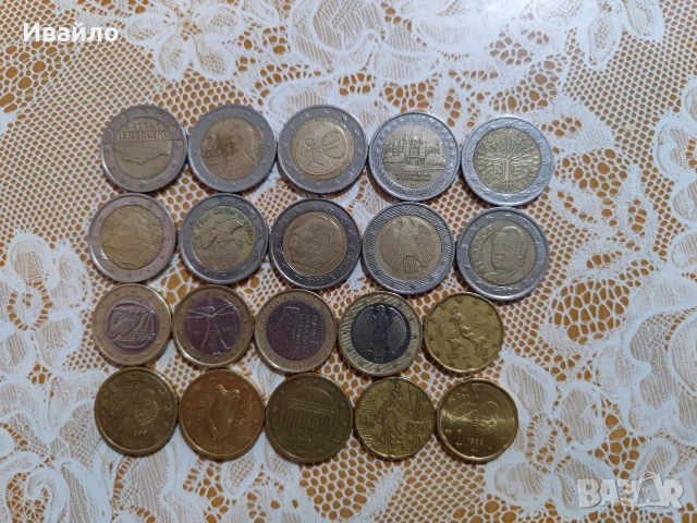 Euro монети по 2 ,1,0.50 и 0.20 цента