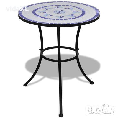 vidaXL Бистро маса, синьо и бяло, 60 см, мозайка（SKU:41530, снимка 1 - Маси - 46262812