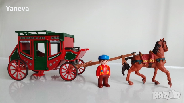 Playmobil Western" ,  дилижанс, теглен от кон, с надпис "RENO-DENVER-ST.LOUIS EXPRESS".  , снимка 7 - Коли, камиони, мотори, писти - 52987308