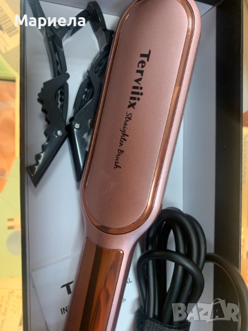 Четка за изправяне на коса Terviiix / 230°С / Розово злато, снимка 5 - Други - 52331675