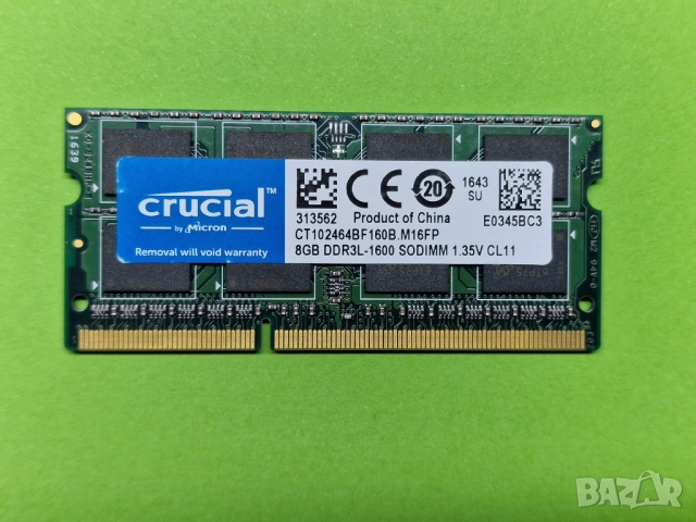8GB DDR3L 1600Mhz Crucial Ram Рам Памет за лаптоп с гаранция!