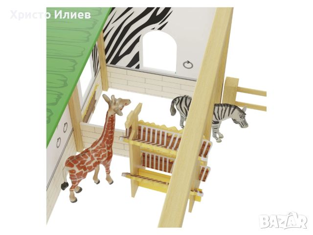 Голяма дървена зоогическа градина с животни Зоопарк Playtive, снимка 3 - Образователни игри - 45301896