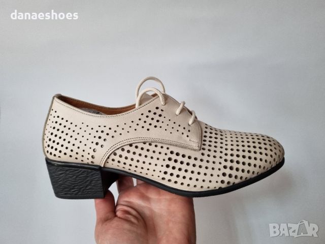 Дамски обувки от естествена кожа на нисък ток , снимка 1 - Дамски обувки на ток - 45355232