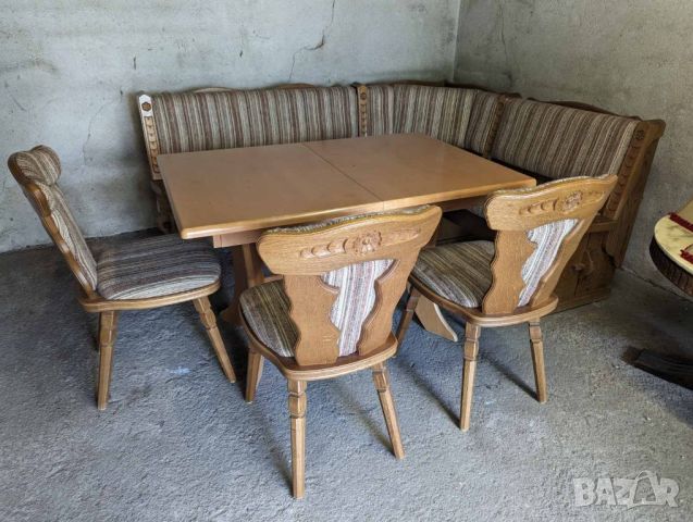 Комплект Кухненски ъглов диван с три стола и маса. , снимка 8 - Дивани и мека мебел - 46435253