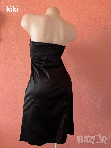 Texto L Черна сатенена рокля с пайети , снимка 4 - Рокли - 53828092