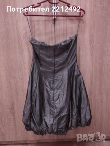Къса официална рокля балон - сребристо, снимка 2 - Рокли - 45716875