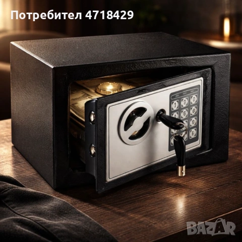 Електронен сейф с кодова клавиатура и резервен механичен ключ – 4.6L, включени батерии и монтажни бо, снимка 2 - Друга електроника - 53221459