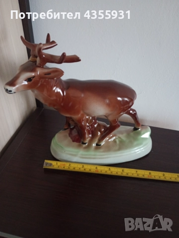 Голям стар порцелан фигура елен стар български порцелан статуетка , снимка 6 - Антикварни и старинни предмети - 52692138