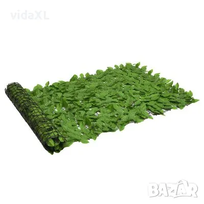 vidaXL Балконски параван със зелени листа, 500x100 см（SKU:315501), снимка 2 - Други - 49152575