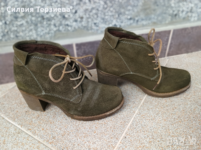 Обувки тъмнозелен велур 38, снимка 4 - Дамски ежедневни обувки - 45020145