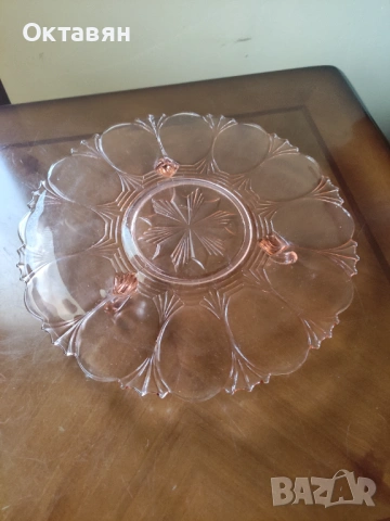 Стъклено плато за торта, снимка 8 - Сервизи - 53481231