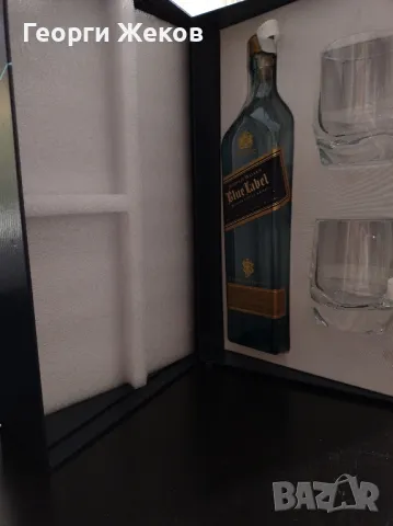 Оригинални бутилки от JOHNNIE WALKER BLUE LABEL 1000ml. с кутия и чаши, снимка 4 - Колекции - 48378165