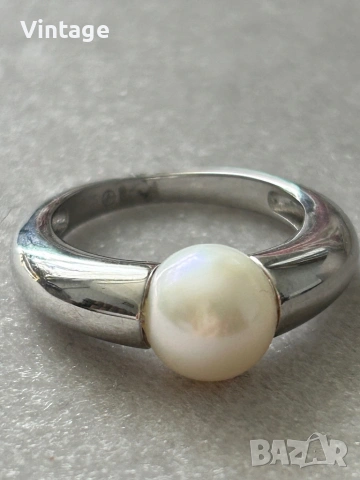 Уникален стилен дизайнерски сребърен пръстен с естествена перла , снимка 7 - Пръстени - 54097086