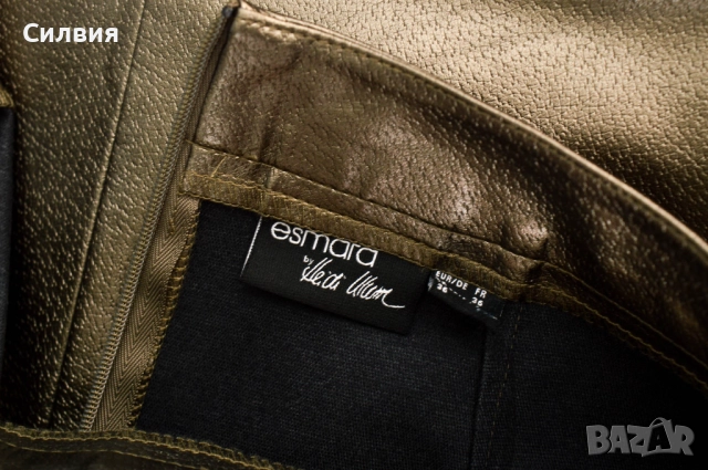 Нова златна кожена пола тип "молив" "Esmara by Heidi Klum", размер S, снимка 5 - Поли - 52409589