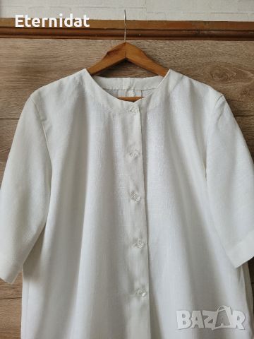 Бяла дълга риза памучна материя , снимка 2 - Ризи - 45626150