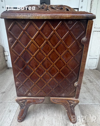 Стара кахлена - емайлирана печка, снимка 5 - Антикварни и старинни предмети - 52663974