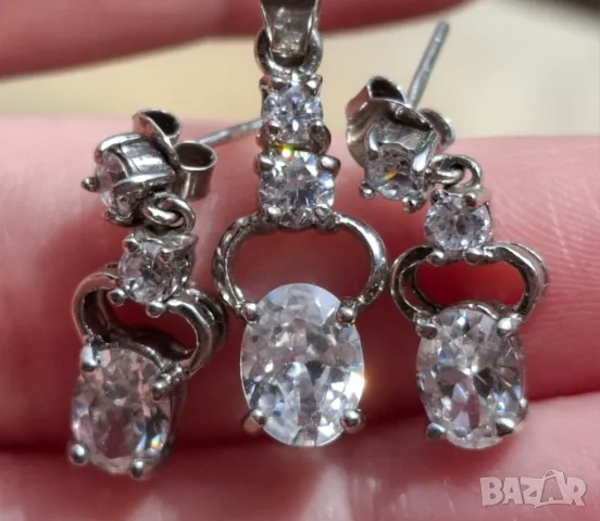 Красив сребърен комплект от сребро 925 с циркони подходящ за балове 2025 или ежедневието , снимка 7 - Бижутерийни комплекти - 50287043