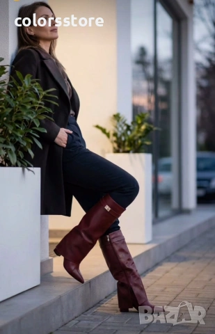 Ботуши на ток - бордо кожа - KD105

