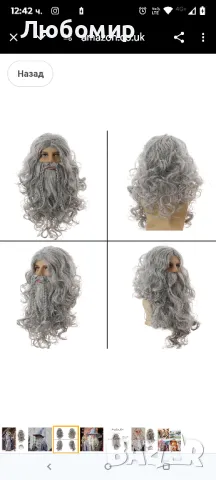 Дълга сива перука за мъжки костюм Сива перука с капачка на перука и брада

, снимка 4 - Други - 49792070