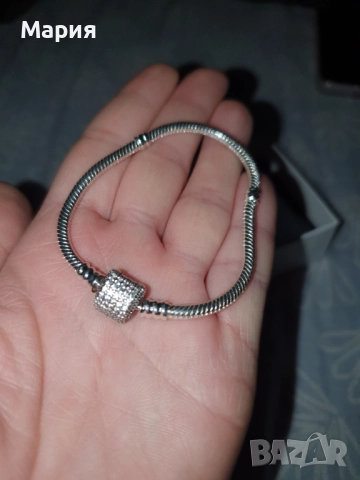 Сребърна гривна тип Пандора , снимка 3 - Гривни - 52649502