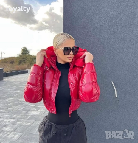 Късо Червен Зимно Дамско Яке 