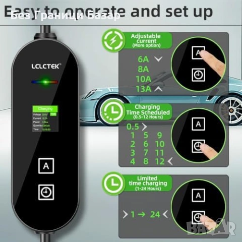 Ново Преносимо EV зарядно Type 2 3kW 6–13A за електромобили кабел кола, снимка 3 - Аксесоари и консумативи - 53048505