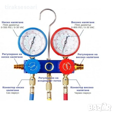 Комплект манометри за климатици STAHLMAYER R12-R410A, снимка 3 - Аксесоари и консумативи - 53621830