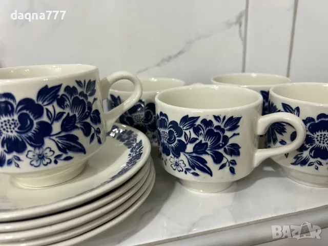 Реколта от 1970 г. на Broadhurst „Garland“ дуо от чаша, чинийка за чай / Broadhurst Ironstone / син , снимка 4 - Сервизи - 49689967