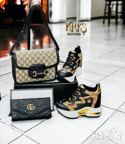 дамски маратонки на платформа, чанта и портмоне gucci , снимка 8 - Чанти - 46845643