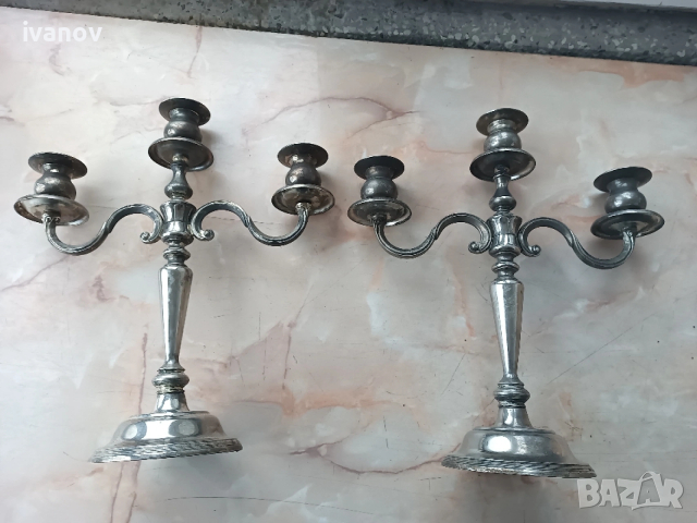 Комплект тройни свещници, снимка 4 - Други ценни предмети - 53935383